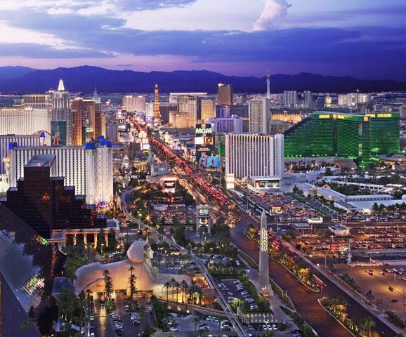 Aerial view of the Vegas Strip. 