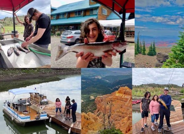 A collage of vacation photos from Hilton Grand Vacations Owner Bruce and his family in Brian Head, Utah