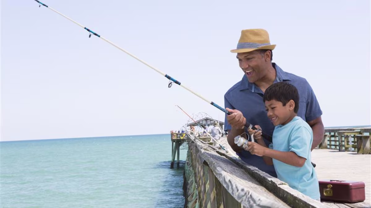 Father and son fishing