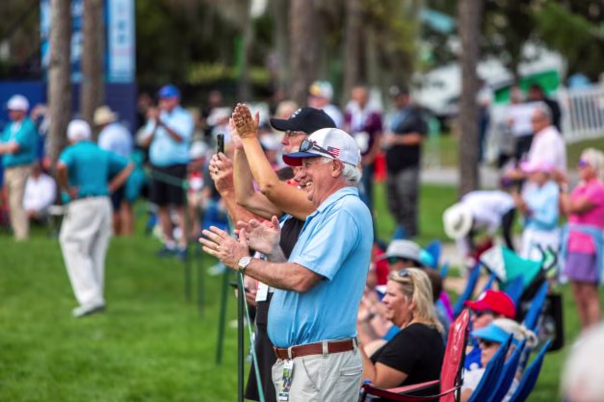 Crowd cheering, Hilton Grand Vacations Tournament of Champions, Lake Nona Golf & Country Club, Florida.