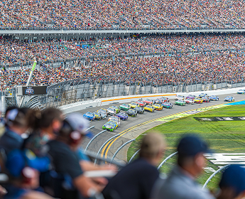 Crowd looking at racetrack