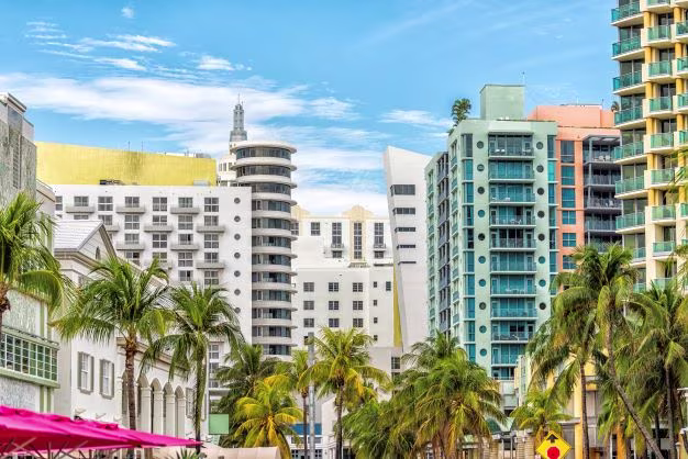 Art Deco buildings, South Beach, Miami, Florida.