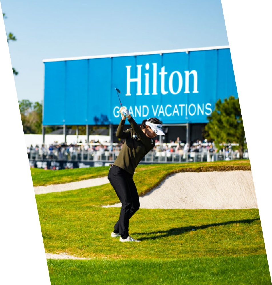 Pro golfer about to swing club