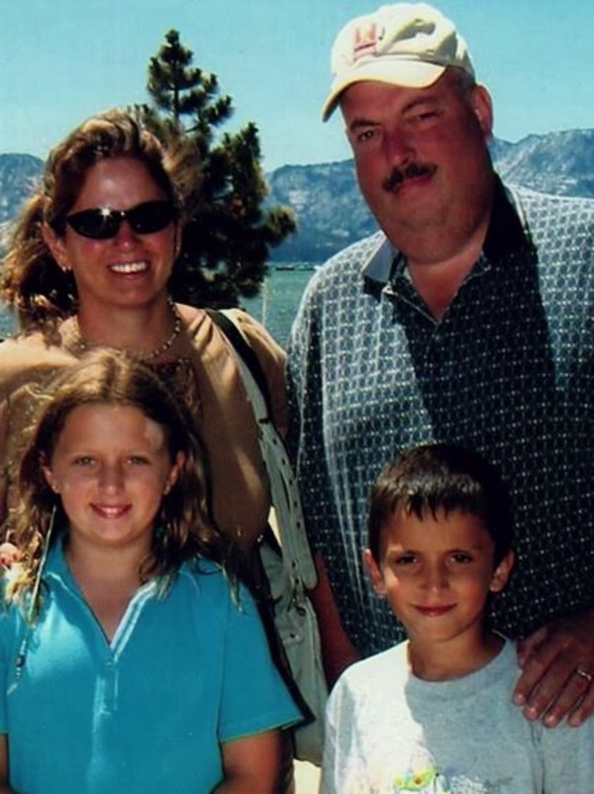 A Hilton Grand Vacations Member, her husband and two kids in 2002 on vacation in Lake Tahoe, California