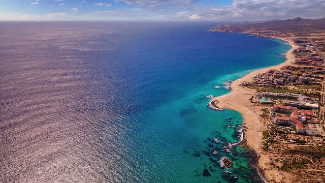 Gorgeous aerial image, shoreline, Los Cabos, Mexico. 