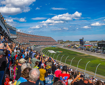 Crowd looking at racetrack